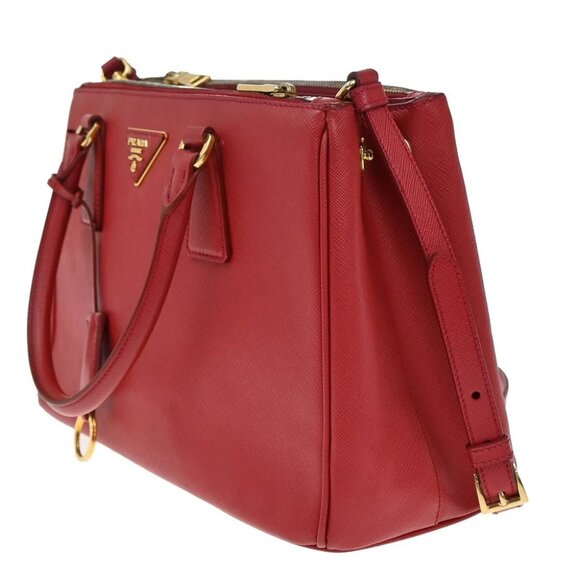 PRADA Logo Saffiano 2Way Shoulder Hand Bag Leather Red GHW - Picture 3 of 16